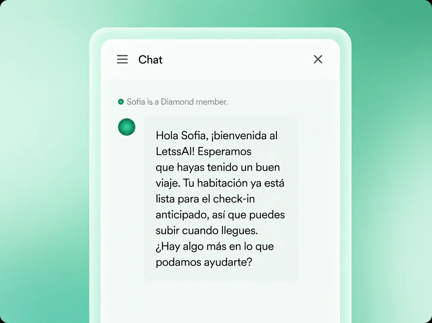 Multilingual personalized welcome message in a customer support chat
