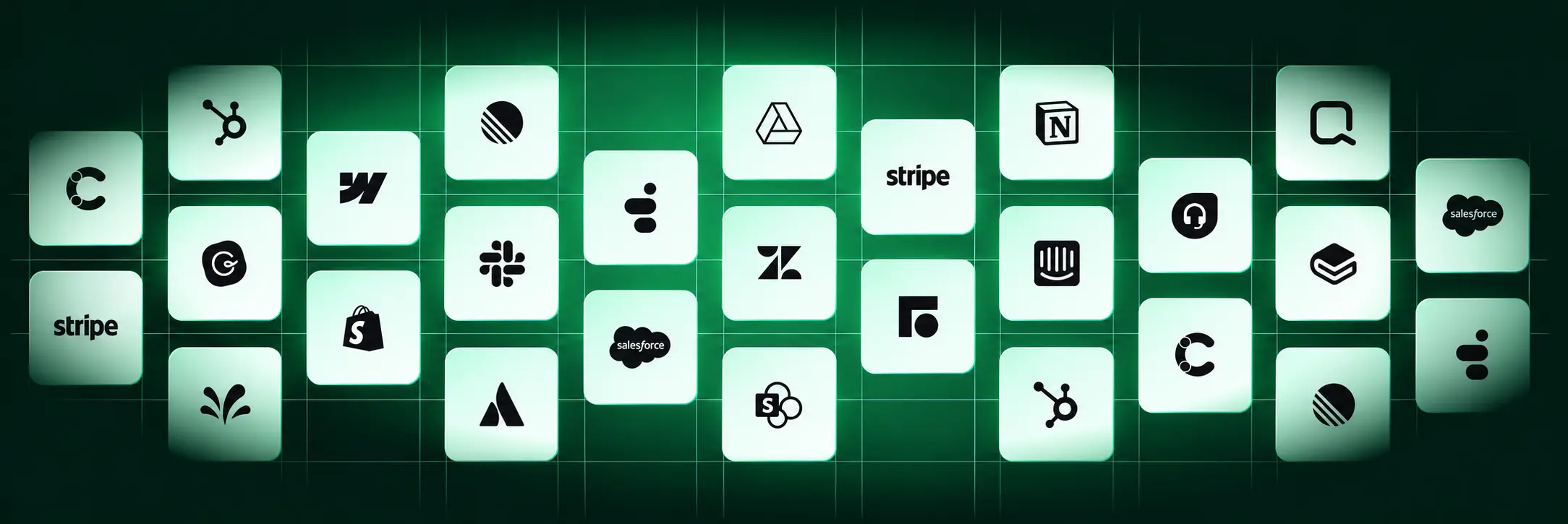 Mosaic of business platforms that can connect with LetssAI